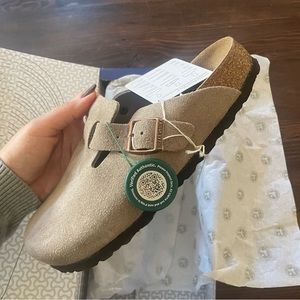 Birkenstock Boston Soft Footbed Suede Clog Taupe